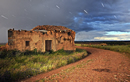 Paisaje de casa en tormenta